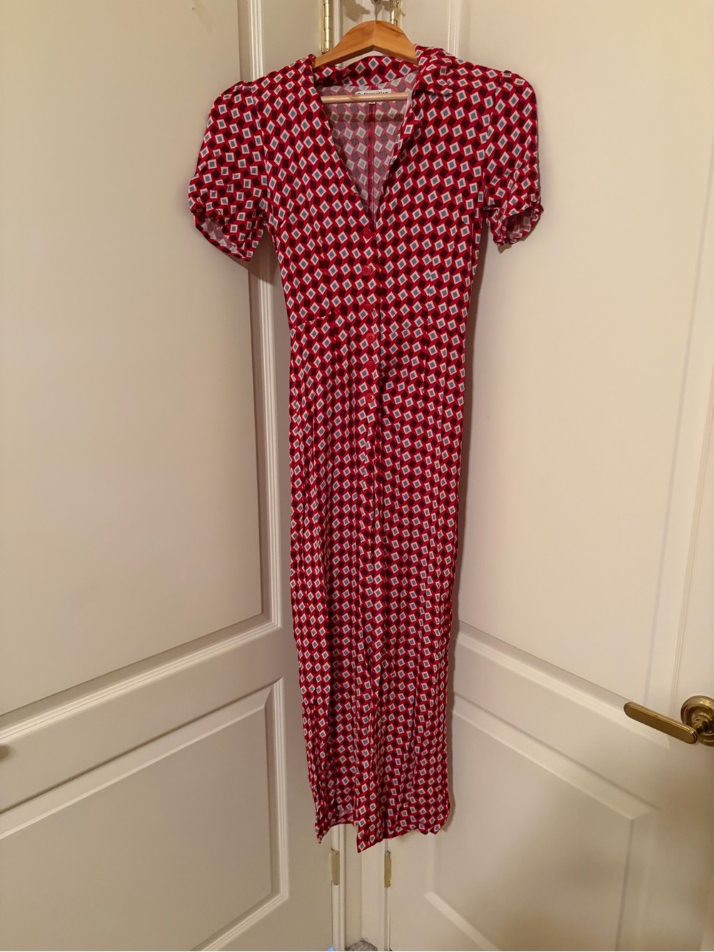 Reformation Red Patterned Maxi Dress